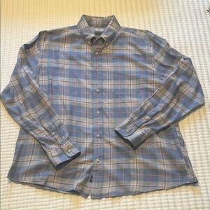 Faherty Blue and Gray Plaid Button Down Shirt Mens xl